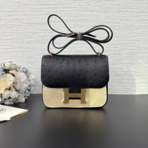 Hermes constance康康19黑金鴕鳥皮