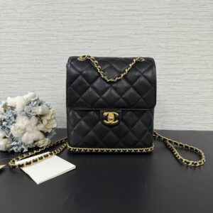 CHANEL 23k ado荔枝黑金後背包(22232)