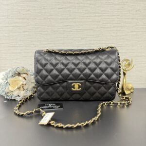 CHANEL 經典CFJumbo荔枝黑金(22690)