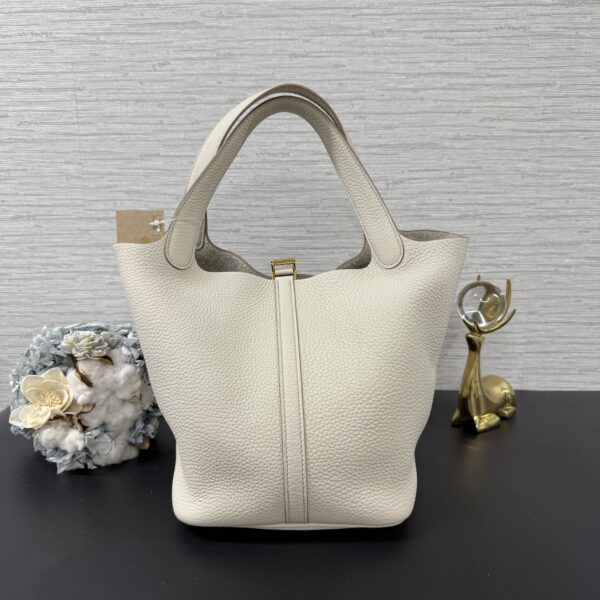 HERMES 全新Picotin22珍珠灰(22645)：圖片 5