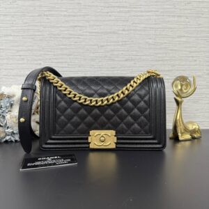 CHANEL 經典BOY25荔枝黑金