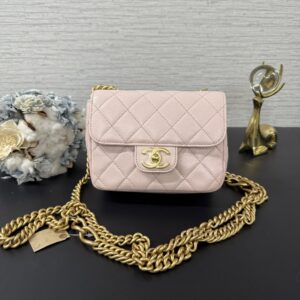 Chanel 全新雙鏈方胖櫻花粉(22649)