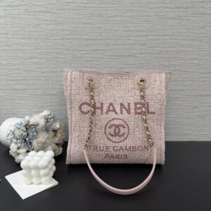 CHANEL  粉編織沙灘包(22397)