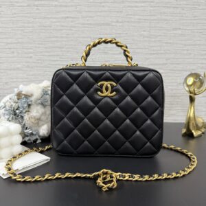 CHANEL 手把黑金化妝包