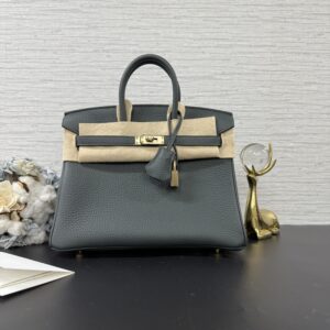 HERMES 全新Birkin25 Ｑ0灰綠色（22760)