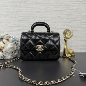 CHANEL 全新手柄口蓋黑金(22801)