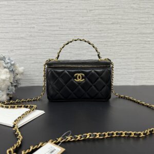 CHANEL 手把長盒子黑金(23104)