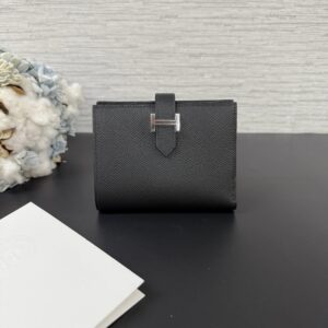 Hermès BEARN短夾 黑銀(23121)