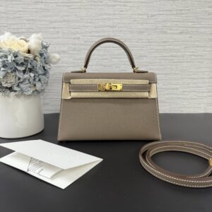 Hermès 全新MiniKelly大象灰(23308)
