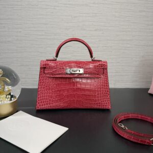 HERMES MiniKelly紅鱷魚(0095)