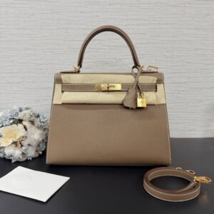 Hermès Kelly28象灰金(23812)