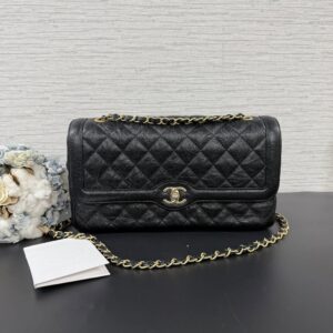 CHANEL 黑金荔枝黛妃包(23586)