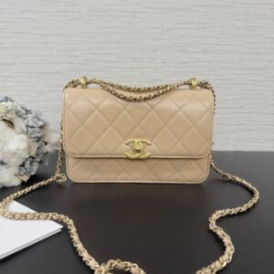 CHANEL 奶茶雙金珠(23678)