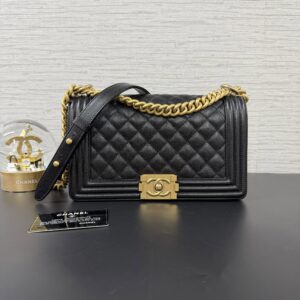CHANEL 經典BOY25荔枝黑金 (23972)