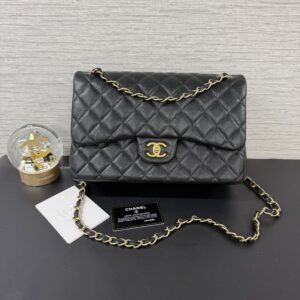 CHANEL 經典CFJumbo荔枝黑金(23909)