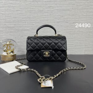 CHANEL 手把大mini黑金(24490)