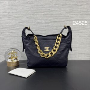 CHANEL 海軍藍粗鏈牛角hobo(24525)