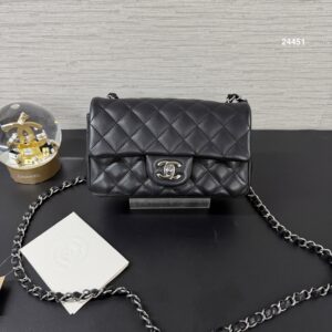 CHANEL CF大MINI黑銀(24451)