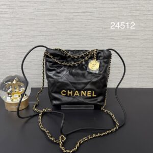 CHANEL 全新黑金22bag mini(24512)