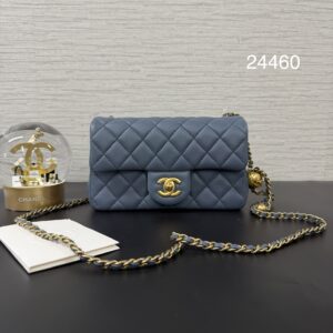 CHANEL 金球大MINI莫蘭迪藍(24460)