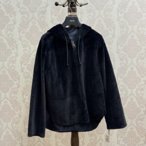 DIOR Oblique深藍貂毛外套(900216)