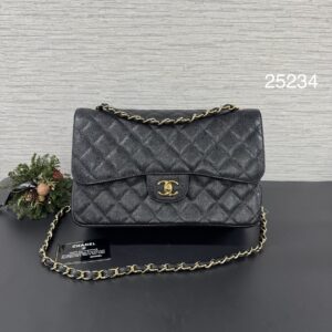 Chanel 經典CFJumbo荔枝黑金(25234)