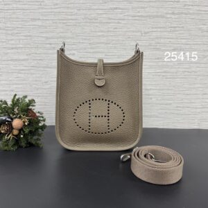HERMES 全新MINI evelyne 象灰銀(25415)
