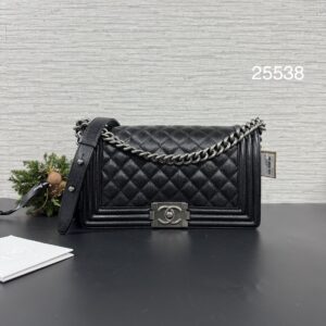 CHANEL BOY25黑銀(25538)