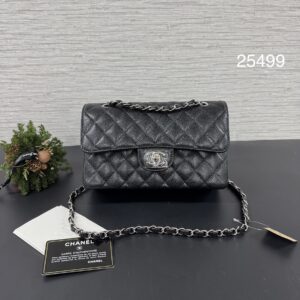 CHANEL 經典荔枝CF23黑銀(25499)