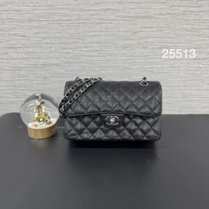 CHANEL 經典荔枝CF23黑銀 (25513)