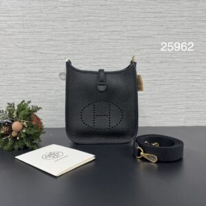 HERMES 全新mini evelyne 黑金(25962)