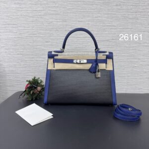 HERMES 三拼KELLY32寶石藍銀 (26161)