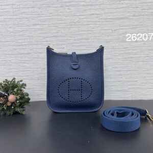 HERMES mini evelyne 藍金(26207)