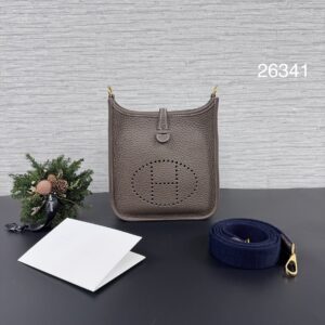 HERMES mini evelyne 象灰金(26341)