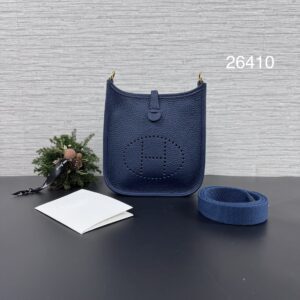 HERMES mini evelyne普魯士藍金(26410)