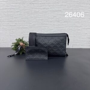 LOUIS VUITTON  黑壓紋二合一郵差包(26406)