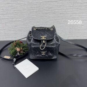 Chanel Duma油蠟黑金後背(26558)