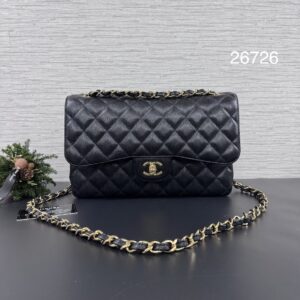 Chanel 經典CFJumbo荔枝黑金(26726)