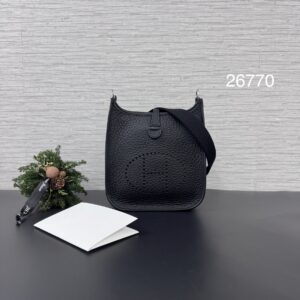 HERMES 全新mini evelyne黑銀(26770)