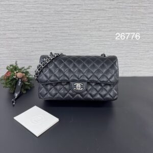 CHANEL 經典CF25荔枝黑銀(26776)