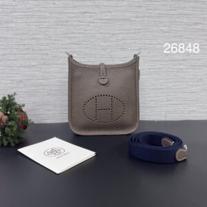 HERMES 全新mini evelyne 象灰銀(26848)