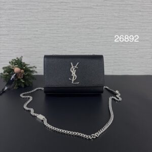 Ysl 黑銀荔口蓋包(26892)