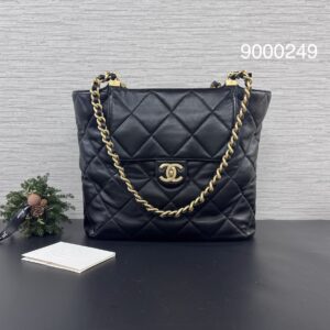 CHANEL 粗鍊黑金tote(27318)