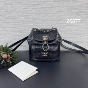 Chanel Duma油蠟黑金後背(26877)