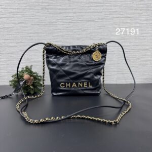 CHANEL 新版22bag mini 黑金(27191)
