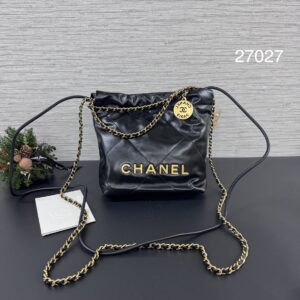 CHANEL 新版22bag mini 黑金(27027)