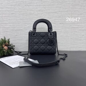 DIOR LadyDior三格黛妃磨砂黑(26947)