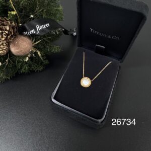 Tiffany T系列鑲鑽圓母貝項鍊(26734)