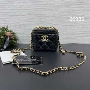 Chanel 雙金珠小盒子黑金(26980)