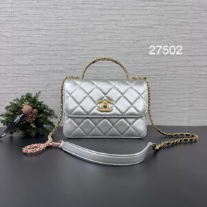 CHANEL 皮穿鍊字母手柄口蓋(27502)
